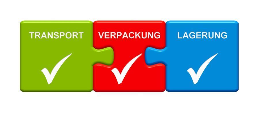 Puzzle mit Aufschrift Transport - Verpackung - Lagerung, Dienstleistungen von Holzapfel Umzug